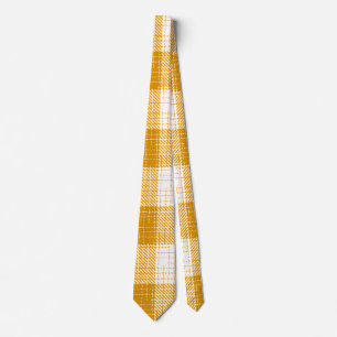 Yellow and White Bold Checkered Plaid Design  Neck Tie