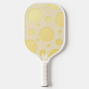 Yellow and White Bubbles Modern Monogram Pickleball Paddle