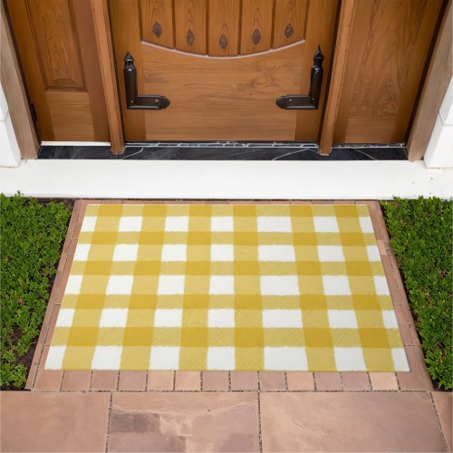 Yellow and White Buffalo Check Farmhouse Country   Doormat