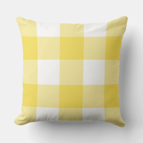 Yellow and White Buffalo Checks Throw Pillow