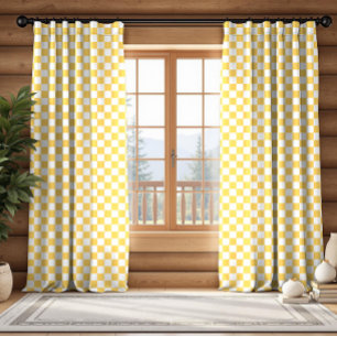 Yellow and White Buffalo Plaid Checkered Nurcery Blackout Curtains