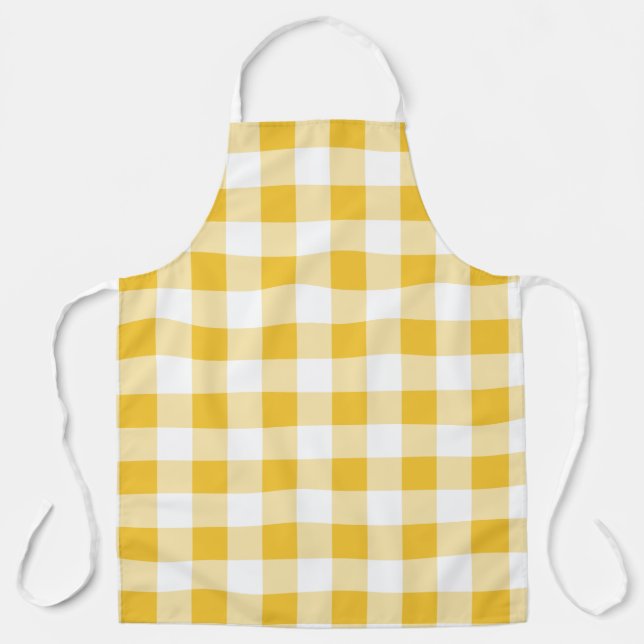 Yellow and White Buffalo Plaid Pattern Apron (Front)
