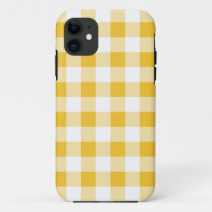 Yellow and White Buffalo Plaid Pattern iPhone 11 Case