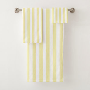 Yellow and white candy stripes bath towel set
