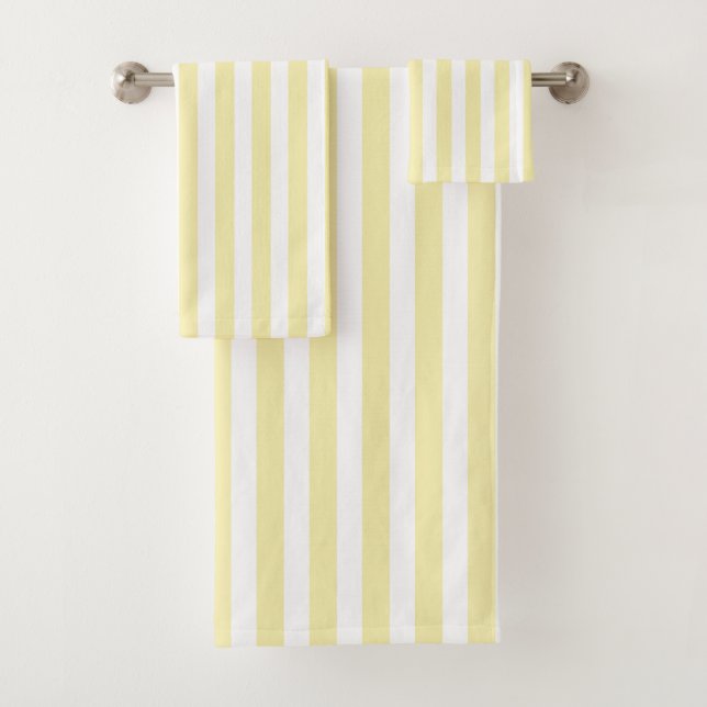 Yellow and white candy stripes bath towel set (Insitu)