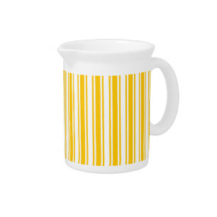 Yellow and white candy stripes beverage pitcher