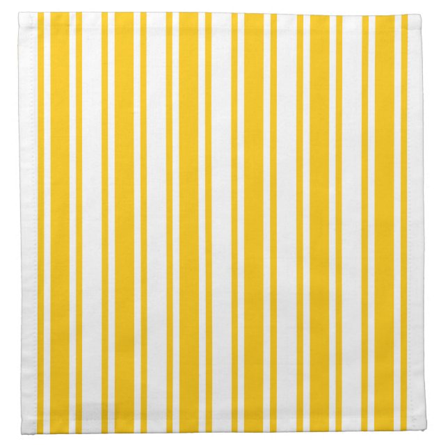 Yellow and white candy stripes cloth napkin (Front)