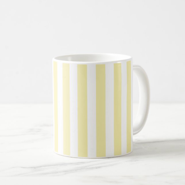 Yellow and white candy stripes coffee mug (Front Right)