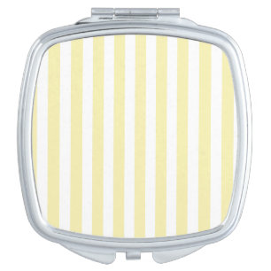 Yellow and white candy stripes compact mirror
