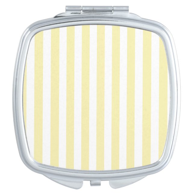 Yellow and white candy stripes compact mirror (Front)
