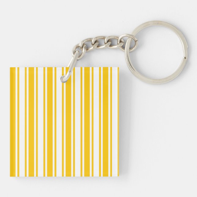 Yellow and white candy stripes keychain (Back)