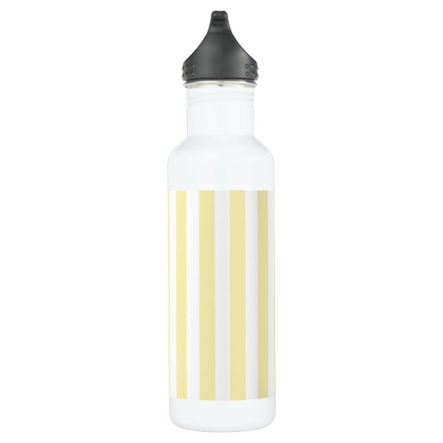 Yellow and white candy stripes stainless steel water bottle (Right)