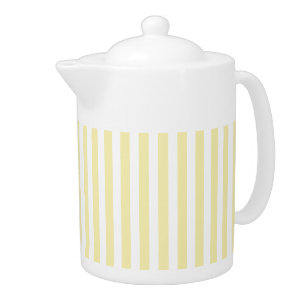 Yellow and white candy stripes teapot