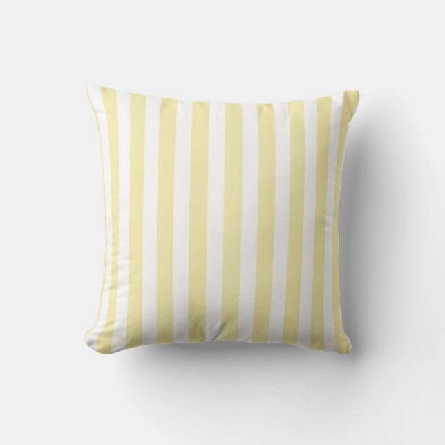 Yellow and white candy stripes throw pillow (Front)