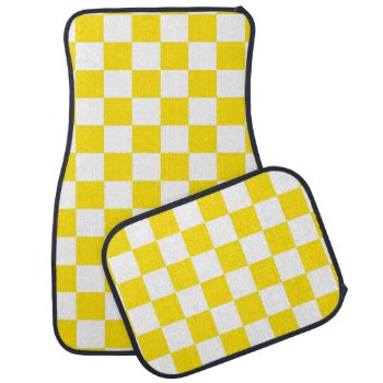 Yellow And White Checker Board Pattern Car Mat by FantabulousPatterns at Zazzle