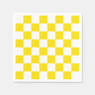 Yellow and White Checker Board Pattern Napkins