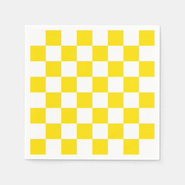 Yellow and White Checker Board Pattern Napkins (Front)