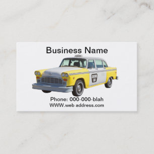 Yellow and White Checkered Taxi Cab Business Card