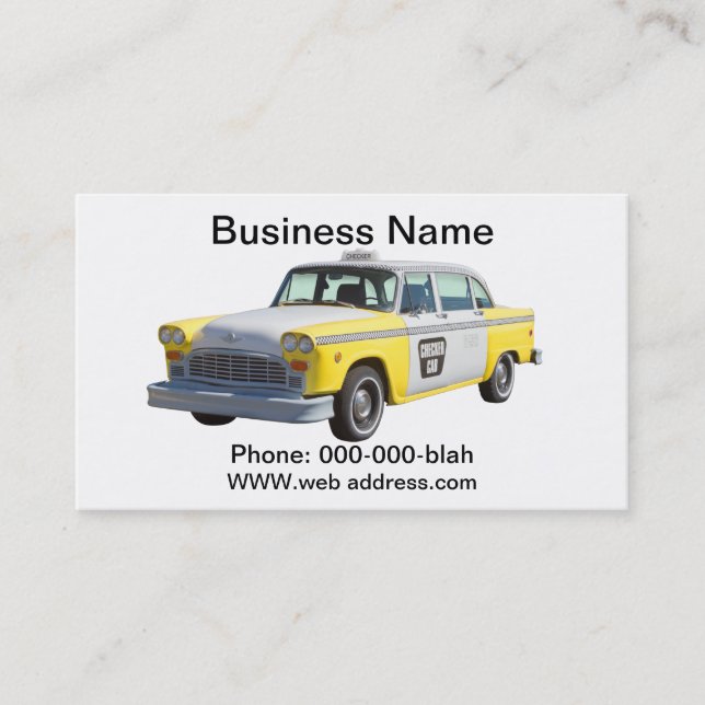 Yellow and White Checkered Taxi Cab Business Card (Front)