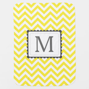 Yellow And White Chevron Custom Monogram Receiving Blanket