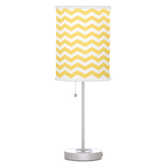 Yellow and White Chevron pattern Table Lamp (Right)
