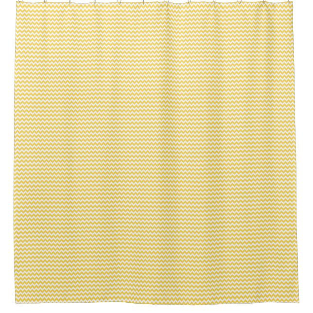Yellow and White Chevron Stripes Shower Curtain (Front)