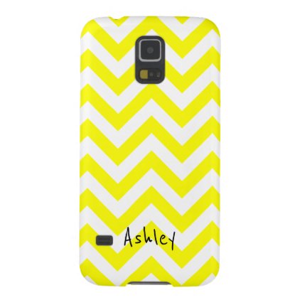Yellow And White Chevron With Custom Name Galaxy S5 Cover