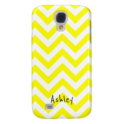 Yellow And White Chevron With Custom Name Samsung Galaxy S4 Case