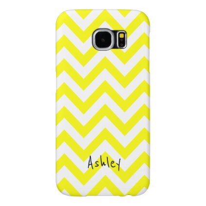 Yellow And White Chevron With Custom Name Samsung Galaxy S6 Case