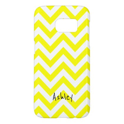 Yellow And White Chevron With Custom Name Samsung Galaxy S7 Case