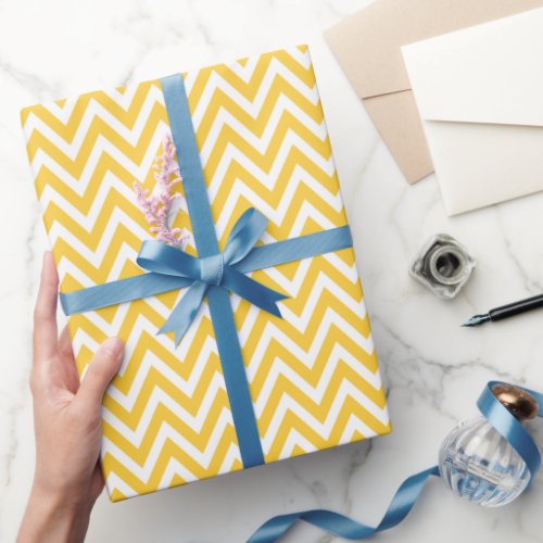 Yellow and White Chevron Wrapping Paper
