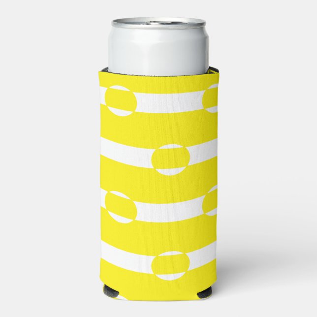 Yellow and white circle shaped seltzer can cooler (Seltzer Front)