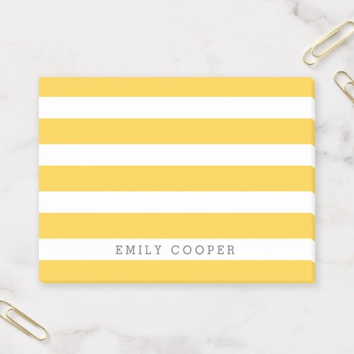 Yellow and White Classic Stripes Monogram Post_it Notes