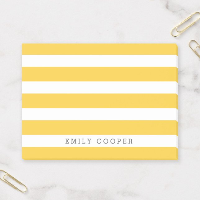 Yellow and White Classic Stripes Monogram Post-it Notes (Creator Uploaded)