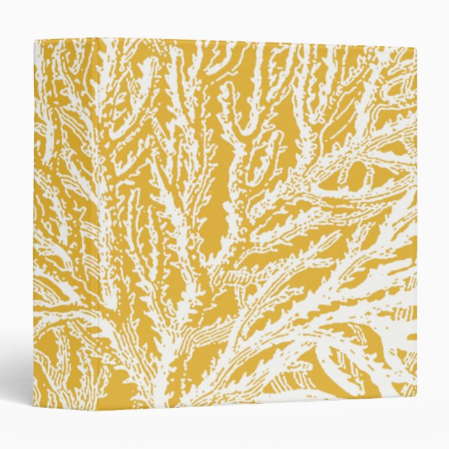 Yellow and White Coral 3 Ring Binder (Front/Spine)