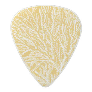 Yellow and White Coral Acetal Guitar Pick