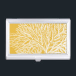 Yellow and White Coral Business Card Case<br><div class="desc">Get this modern piece of artwork today with a vibrant yellow background. This piece of art contains a silhouette,  translucent coral that is very sharp and vivid. It's a contemporary art piece that will be perfect for any type of nautical theme you are trying to go for.</div>