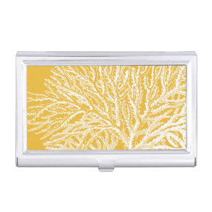 Yellow and White Coral Business Card Case