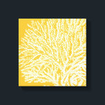 Yellow and White Coral Canvas Print<br><div class="desc">Get this modern piece of artwork today with a vibrant yellow background. This piece of art contains a silhouette,  translucent coral that is very sharp and vivid. It's a contemporary art piece that will be perfect for any type of nautical theme you are trying to go for.</div>