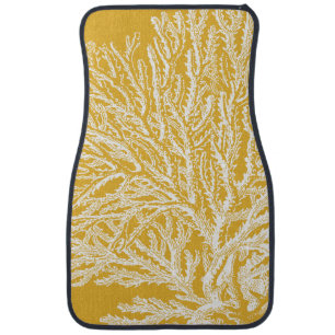 Yellow and White Coral Car Mat