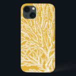 Yellow and White Coral iPhone 13 Case<br><div class="desc">Get this modern piece of artwork today with a vibrant yellow background. This piece of art contains a silhouette,  translucent coral that is very sharp and vivid. It's a contemporary art piece that will be perfect for any type of nautical theme you are trying to go for.</div>