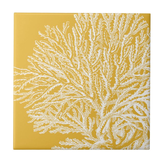 Yellow and White Coral Ceramic Tile (Front)
