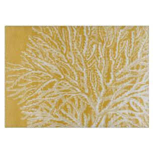 Yellow and White Coral Cutting Board