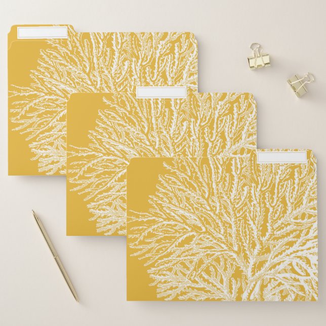 Yellow and White Coral File Folder (Set)