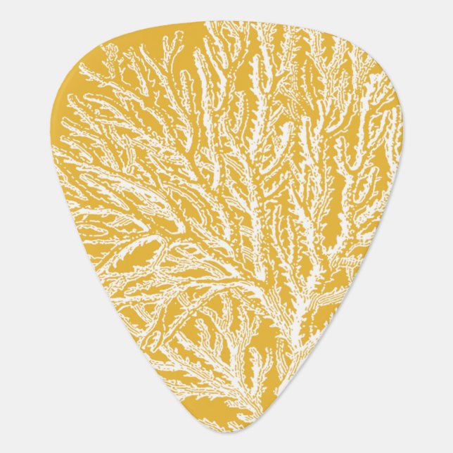 Yellow and White Coral Guitar Pick (Front)
