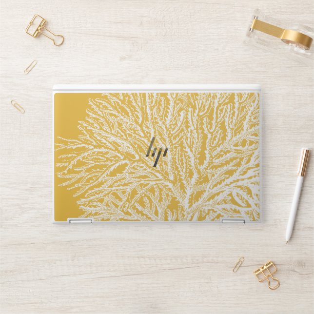 Yellow and White Coral HP Laptop Skin (Desk)