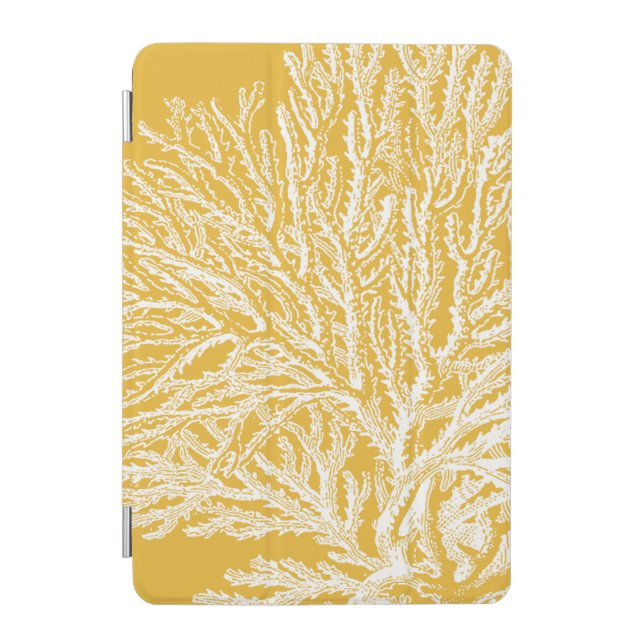 Yellow and White Coral iPad Mini Cover (Front)