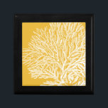 Yellow and White Coral Jewelry Box<br><div class="desc">Get this modern piece of artwork today with a vibrant yellow background. This piece of art contains a silhouette, translucent coral that is very sharp and vivid. It's a contemporary art piece that will be perfect for any type of nautical theme you are trying to go for.</div>