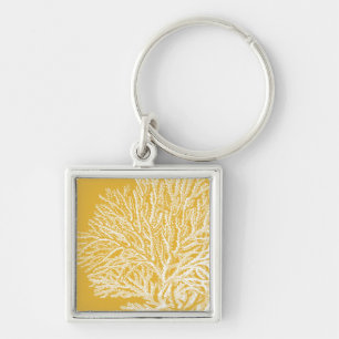 Yellow and White Coral Keychain