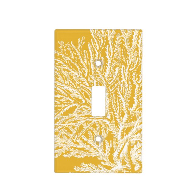 Yellow and White Coral Light Switch Cover (Front)